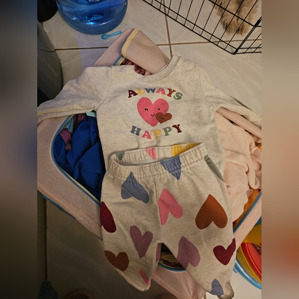 Adorable Heart Print Kids fleece lined Pajamas